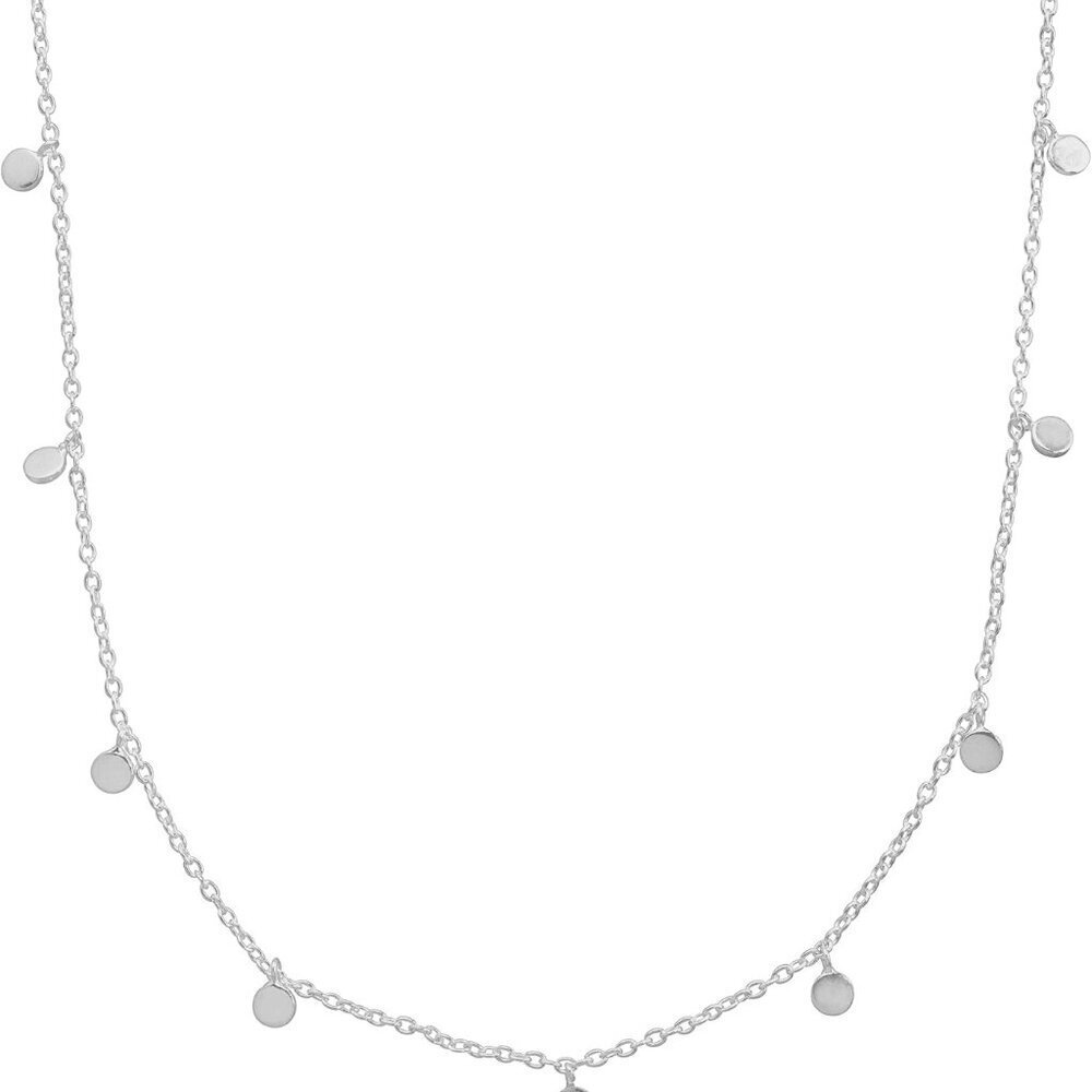 Sterling Silver Adjustable Chain Necklace Dainty Round Stations for Women